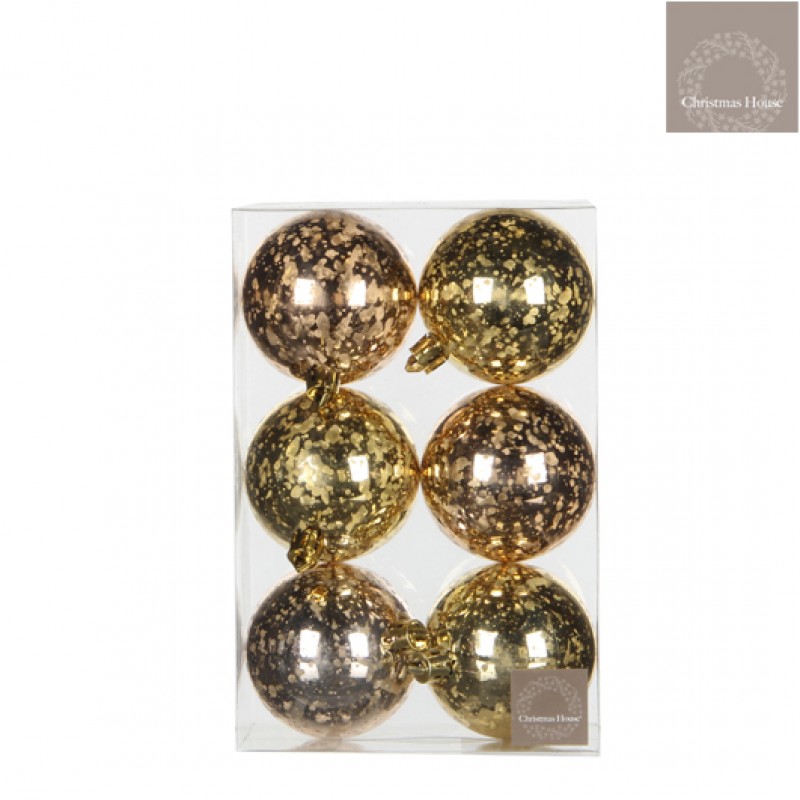 Kerstballen Goud-champagne (6 Stuks)