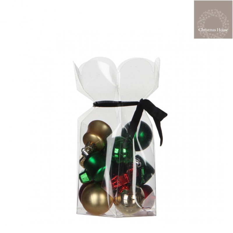 Kerstballen Rood-goud-groen Plastic (15 Stuks)