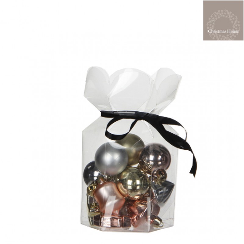 Kerstballen Zilver-champagne-beige (15 Stuks)