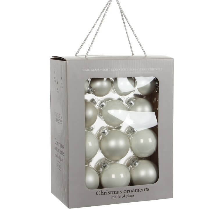 Kerstballen wit glas (26 stuks) kerstboom.nl