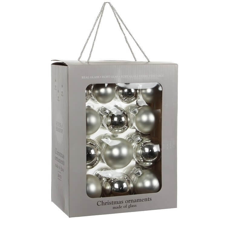 Kerstballen Zilver Glas (26 Stuks)