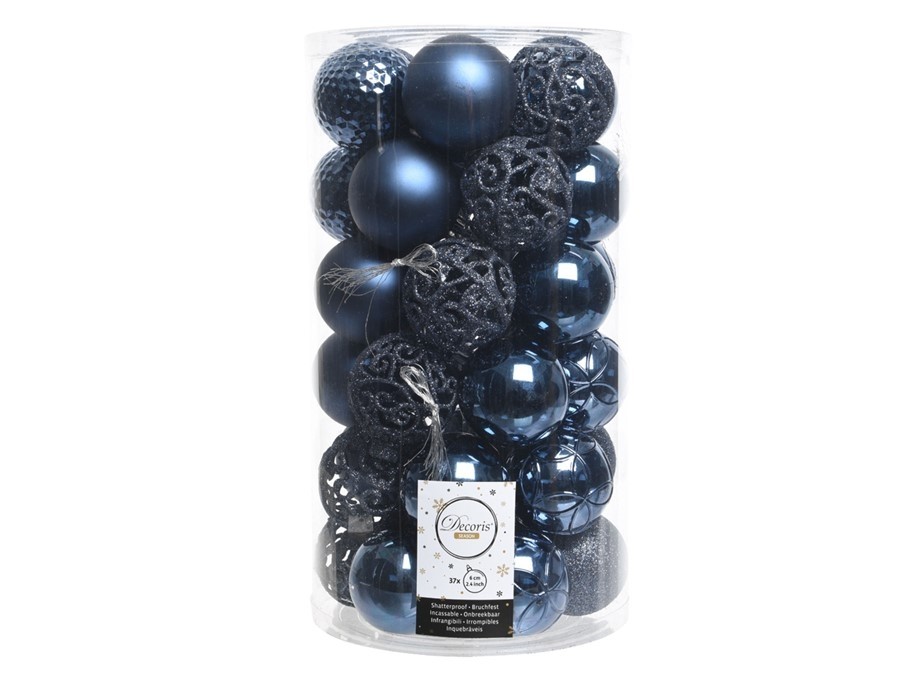 Kerstballen Blauw Onbreekbaar (37 Stuks)