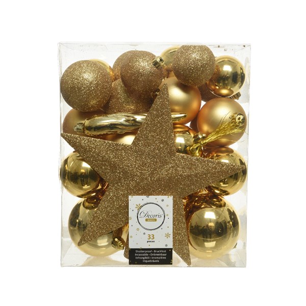 Onbreekbare Kerstballen Goud (33 Stuks)