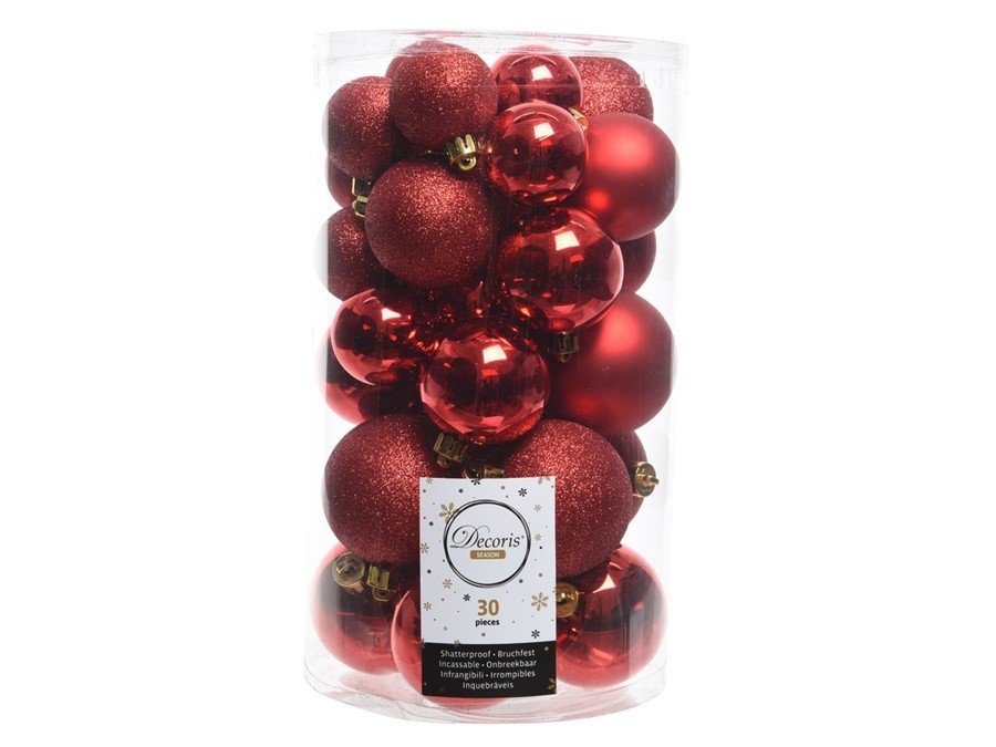 Kerstballen Rood Onbreekbaar (30 Stuks)