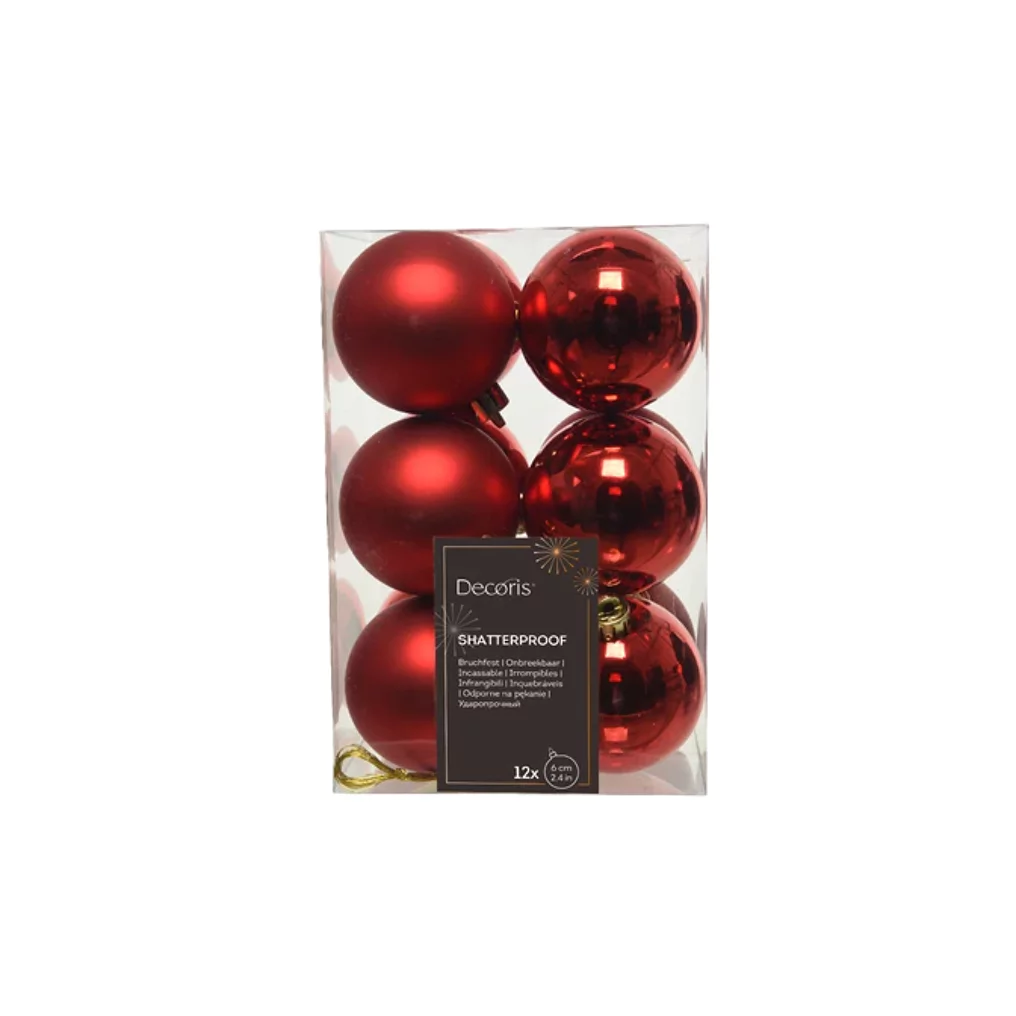 Kerstballen Rood (12 Stuks)