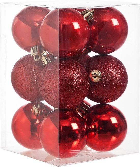Kerstballen rood (12 stuks) kerstboom.nl
