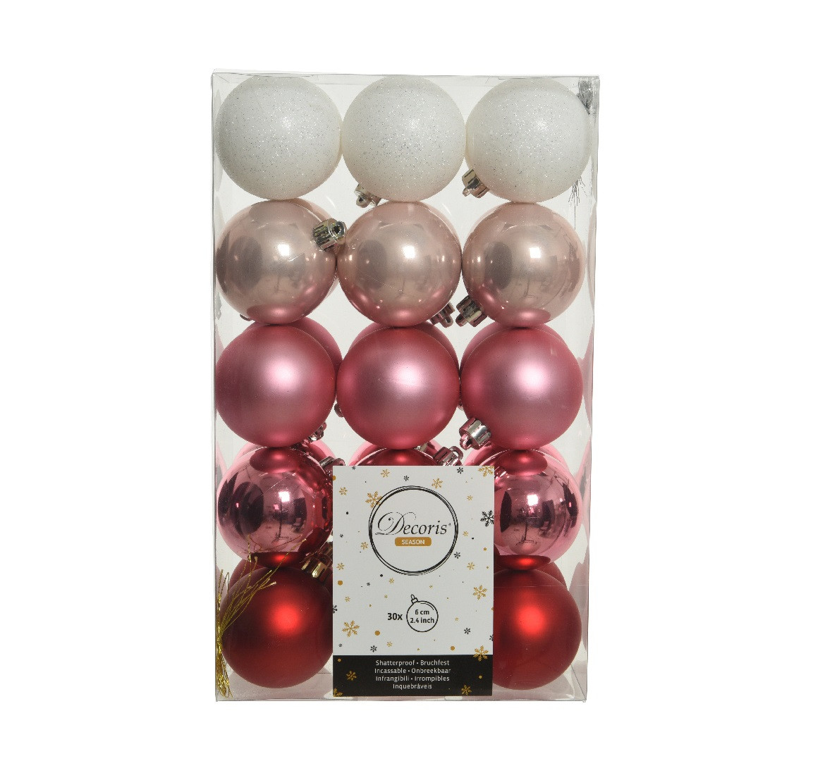 Onbreekbare Kerstballen Roze (30 Stuks)